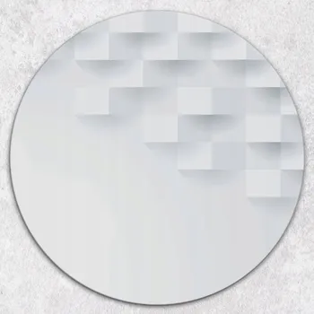 Kuchyňské prkénko Kulaté Skleněné Kuchyňské Prkénko na Krájení s Grafikou 3D Čtverců fi 40 cm