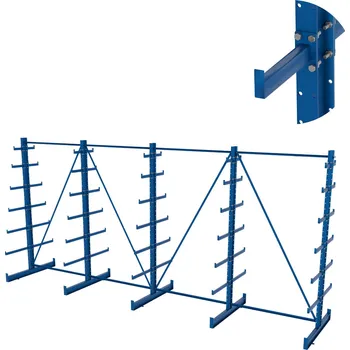 Dílenský regál Výškově nastavitelný svařovaný konzolový regál, oboustranný, stromečkový, 2500×5400×1180 mm
