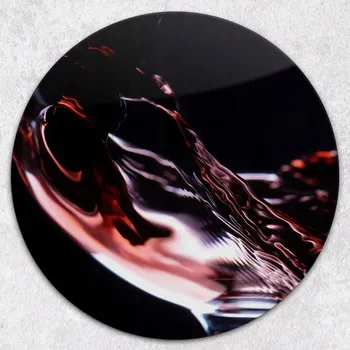 Kuchyňské prkénko Kulaté Skleněné Prkénko na Krájení a Servírování s Grafikou Víno fi 40 cm