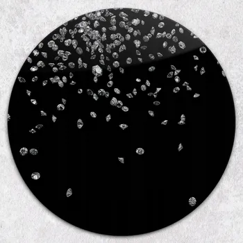 Kuchyňské prkénko Dekorativní Kulaté Skleněné Prkénko na Krájení Malé Malé Diamanty průměr 40 cm