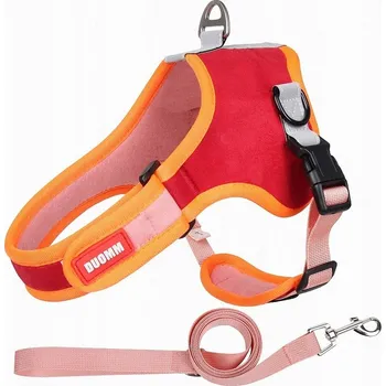 Vodítko pro psa Beztlakové vycházkové postroje pro psa kočku s vodítko, PRODYŠNÉ, červené| XL