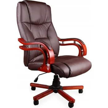 Otočné křeslo Giosedio hnědé kožené s nastavitelnou výškou, do kanceláře