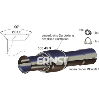 Zadní díl výfuku Flexibilní trubka, výfukový systém ERNST 530453
