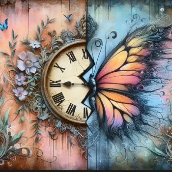 Látkový panel - Ciferník, motýl - MO-77 Velikost: 35x35cm, Materiál: Teplákovina nepočesaná