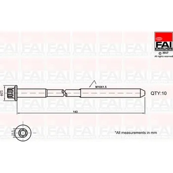 Spojovací materiál motoru Sada šroubů hlavy válce FAI AutoParts B489