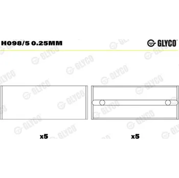 Kliková hřídel Hlavní ložiska klikového hřídele GLYCO H098/5 0.25mm