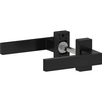 Dveřní kování hliníkové dveřní kování, sada klika - klika - hranatá rozeta, barva černá, univerzální, vhodné pro montáž na pravé i levé dveře