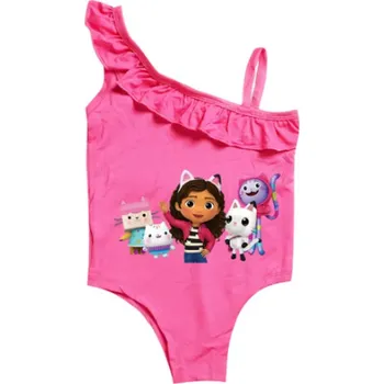 Dívčí plavky Gabby's Dollhouse Jednodílné dívčí plavky "Gabby's Dollhouse" s asymetrickým ramínkem Barva: Červená, Velikost: 100