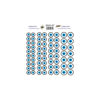 samolepka Samolepky PVC - očka kul. modrá vzor č.67 - 1karta 18x18cm 8500-67