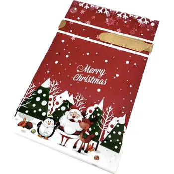 Obalový materiál Vánoční sáček s mašlí červený - les 15x23x6 cm