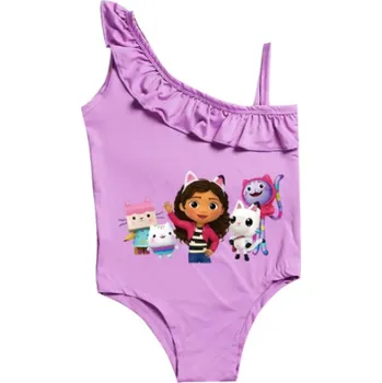 Dívčí plavky Gabby's Dollhouse Jednodílné dívčí plavky "Gabby's Dollhouse" s asymetrickým ramínkem Barva: Fialová, Velikost: 120