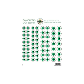 samolepka Samolepky PVC - očka kul. zeleno-černá vzor č.65 - 1karta 18x18cm 8500-65