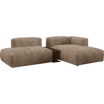 Pohovka Micadoni Tmavě béžová manšestrová rohová pohovka Martina 285 cm, pravá