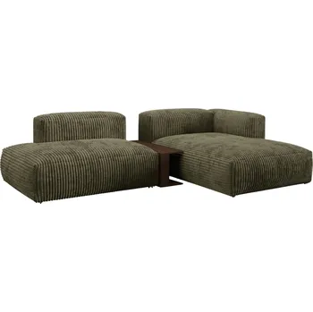 Pohovka Micadoni Zelená manšestrová rohová pohovka Martina 285 cm, pravá