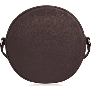 Kabelka Paolo Peruzzi Dámská kulatá kožená crossbody PERUZZI na rameno; tmavě hnědá SKL