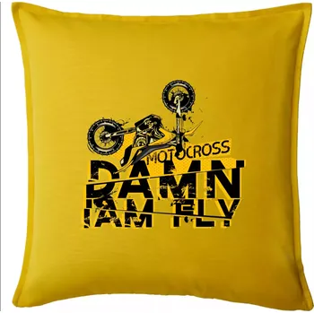 Polštář Motocross damn iam fly - Polštář 50x50 - 50x50 - Pouze potah ( Žlutá )