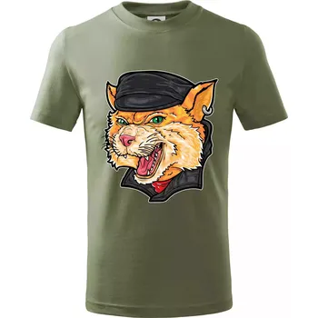 Dětská móda Kocour motorkář - Tričko dětské bavlněné - 158 cm/12 let ( Khaki )