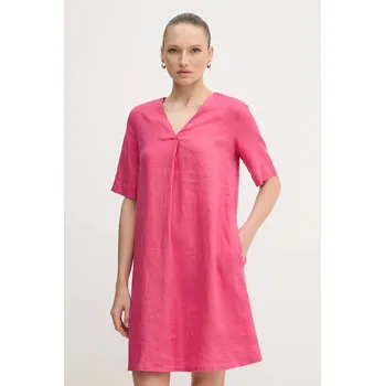 Dámské šaty Lněné šaty United Colors of Benetton 4AGHDV0B0 růžová 42X, vel. S