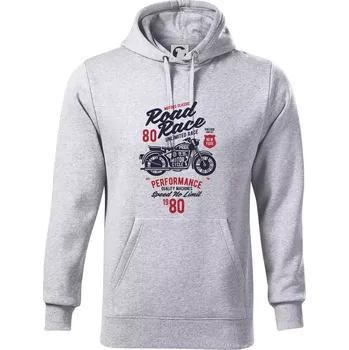 Pánská mikina Road Race Motorcycle - Mikina pánská Cape s kapucí - 5XL ( Světlešedý Melír )