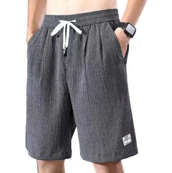 Pánské kraťasy Pánské hedvábné volné sportovní kraťasy Ležérní prodyšné tenké šortky s rovným střihem na léto Pohodlné kraťasy na doma i ven šedá L