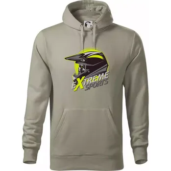 Pánská mikina Motocross extreme sports helma - Mikina pánská Cape s kapucí - 5XL ( Light khaki )