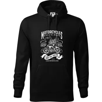 Pánská mikina Motorcycles speedlands - Mikina pánská Cape s kapucí - 4XL ( Černá )