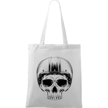 Motorkář lebka s kulatou hlavou - Taška bavlněná - 42 x 38 cm ( Bílá )