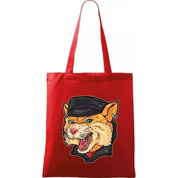Nákupní taška Kocour motorkář - Taška bavlněná - 42 x 38 cm ( Červená )