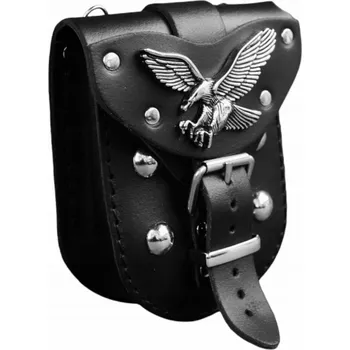 Kožená brašna/kapsa na motorku Černá s orlem a cvočky