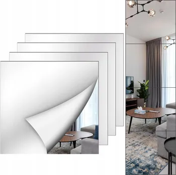 Zrcadlo 4 KUSY SAMOLEPICÍCH ZRCADLOVÝCH SAMOLEPKY ZRCADLO NALEPovací PŘILEPOVACÍ PANELY