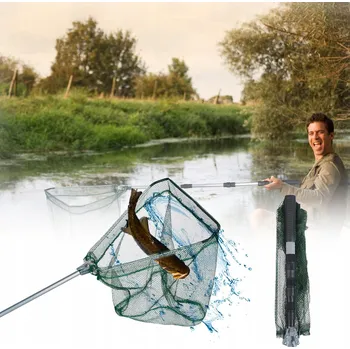 Podběrák PODBĚRÁK 4 SEKCE LEHKÝ, SILNÝ, HLINÍKOVÝ, SKLÁDACÍ, RYBÁŘSKÝ