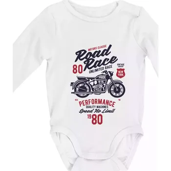 Kojenecký body Road Race Motorcycle - Body kojenecké s dlouhým rukávem - Dlouhý r. do 3 měs ( Bílá )
