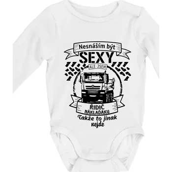 Kojenecký body Nesnáším být sexy - Řidič Náklaďáku - Body kojenecké s dlouhým rukávem - Dlouhý r. do 3 měs ( Bílá )