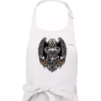 Kuchyňská zástěra Moto orel - Pánská zástěra na vaření - Univerzální velikost ( Bílá )
