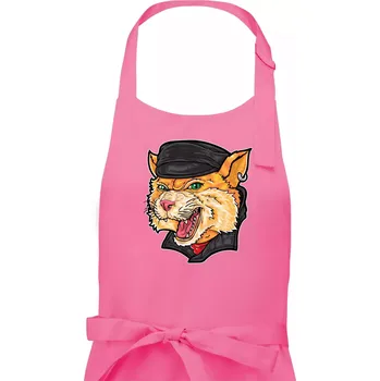 Kuchyňská zástěra Kocour motorkář - Pánská zástěra na vaření - Univerzální velikost ( Růžová )