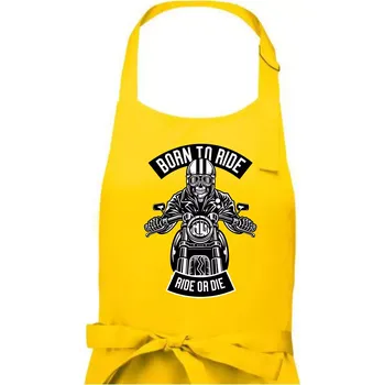 Kuchyňská zástěra Lebka ride or die - Dámská zástěra na vaření - Univerzální velikost ( Žlutá )