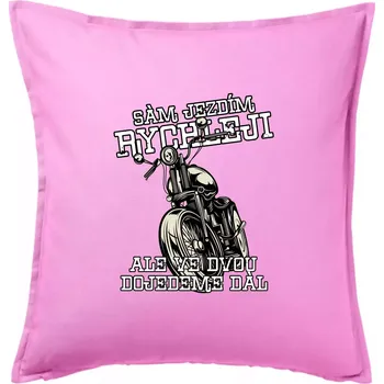Polštář Sám jezdím rychleji, ale ve dvou dojedeme dál - Polštář 50x50 - 50x50 - Pouze potah ( Růžová )