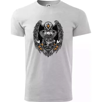 Pánské tričko Moto orel - Triko extra velké (5-8XL) - 8XL ( Světlešedý Melír )