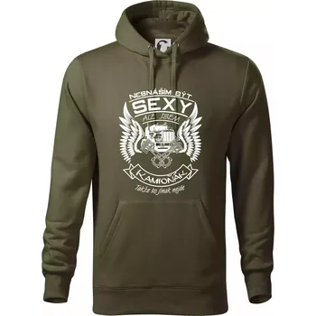 Pánská mikina Nesnáším být sexy - kamioňák - Mikina pánská Cape s kapucí - 3XL ( Military )