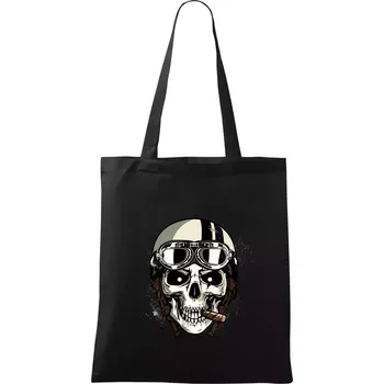 Nákupní taška Motorkářská helma a doutník - Taška bavlněná - 42 x 38 cm ( Černá )