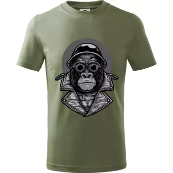 Motorkář gorila - Tričko dětské bavlněné - 158 cm/12 let ( Khaki )