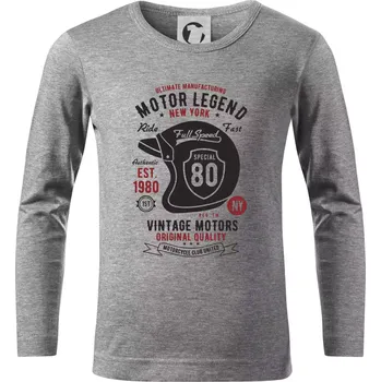 Chlapecké tričko Motor Legend Helmet - Triko dětské Long Sleeve - 122 cm/6 let ( Tmavě šedý melír )