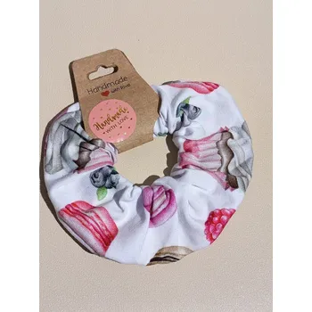 Gumička do vlasů – bílá s motivem dezertů