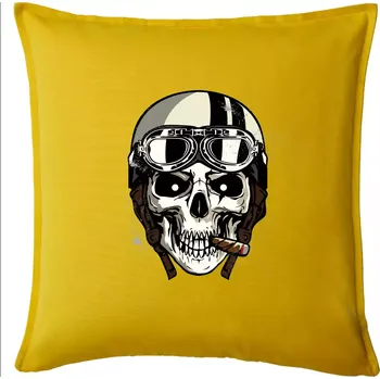 Polštář Motorkářská helma a doutník - Polštář 50x50 - 50x50 - Pouze potah ( Žlutá )