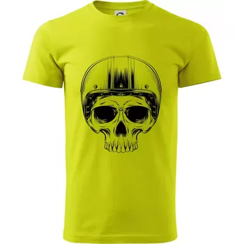 Motorkář lebka s kulatou hlavou - Klasické pánské triko vyšší gramáže - M ( Limetková )