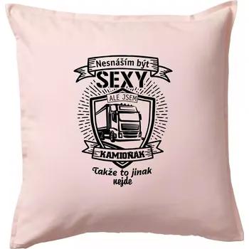 Polštář Nesnáším být sexy - Kamioňák ERB - Polštář 50x50 - 50x50 - Včetně výplně ( Světle růžová )