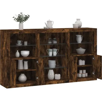 přebalovací pult a komoda Příborník s LED osvětlením kouřový dub 181,5 x 37 x 100 cm Hnědá3209181