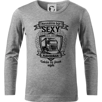 Chlapecké tričko Nesnáším být sexy - Kamioňák ERB - Triko dětské Long Sleeve - 158 cm/12 let ( Tmavě šedý melír )