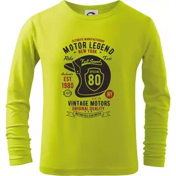 Dětská móda Motor Legend Helmet - Triko dětské Long Sleeve - 134 cm/8 let ( Limetková )