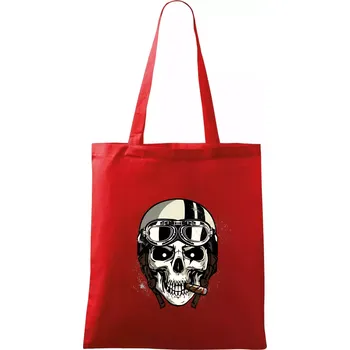Nákupní taška Motorkářská helma a doutník - Taška bavlněná - 42 x 38 cm ( Červená )